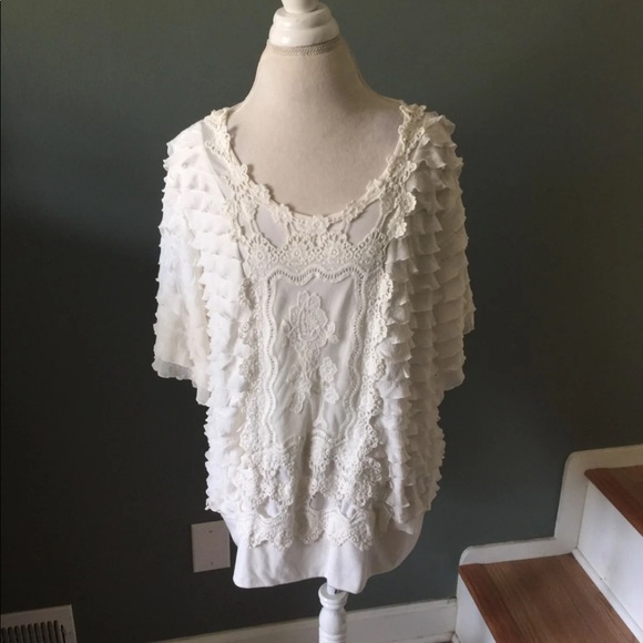 new directions Tops - New Directions ivory tiered top 2X